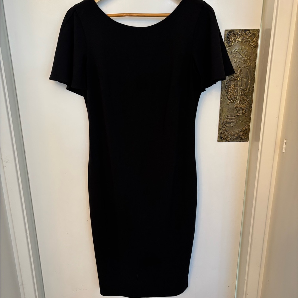 Calvin Klein Black Sheath Dress with Flutter Sleeves